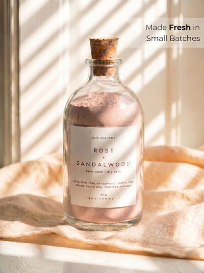 Rose + Sandalwood Powder Face Wash — Soap-Free, No Tightness, For Dry Skin (50g)