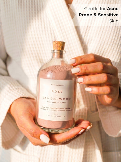 Rose + Sandalwood Powder Face Wash — Soap-Free, No Tightness, For Dry Skin (50g)