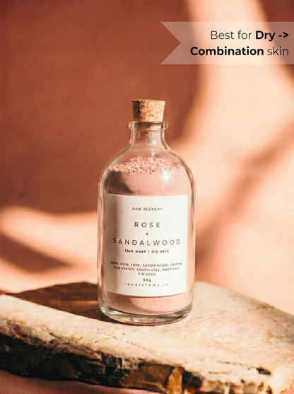 Rose + Sandalwood Powder Face Wash — Soap-Free, No Tightness, For Dry Skin (50g)