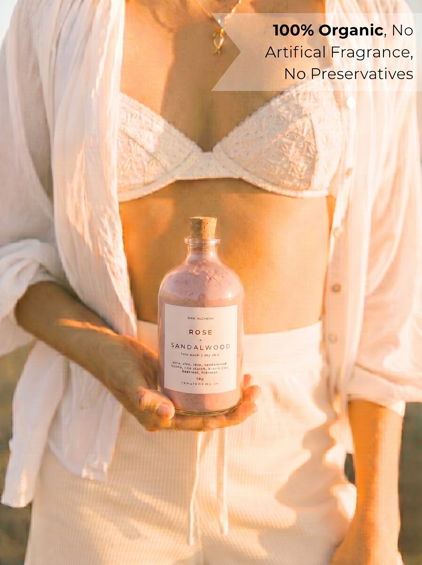 Rose + Sandalwood Powder Face Wash — Soap-Free, No Tightness, For Dry Skin (50g)