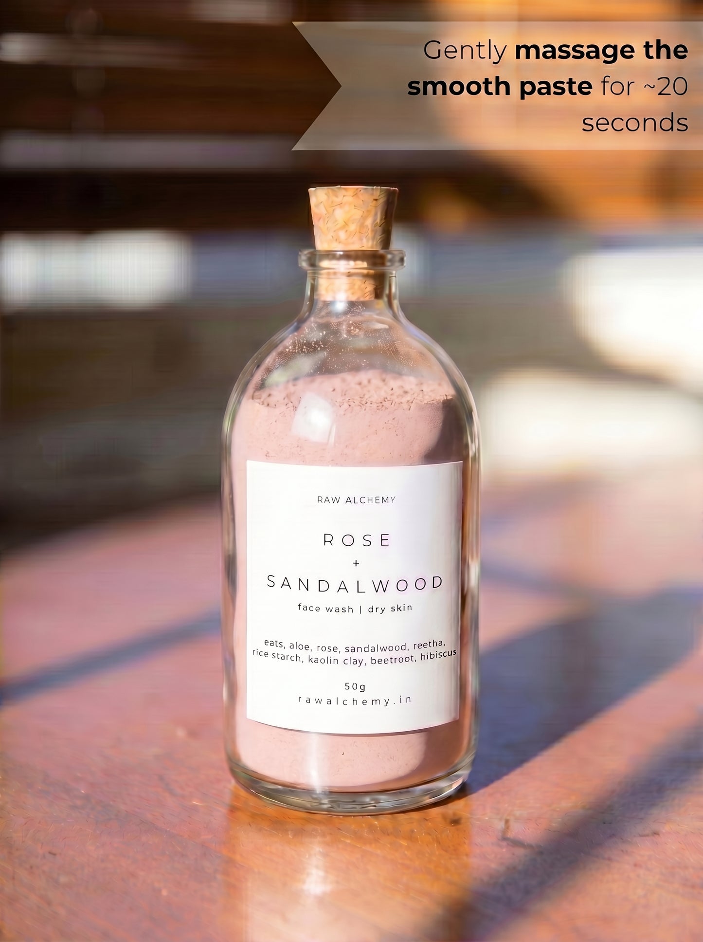 Rose + Sandalwood Powder Face Wash — Soap-Free, No Tightness, For Dry Skin (50g)