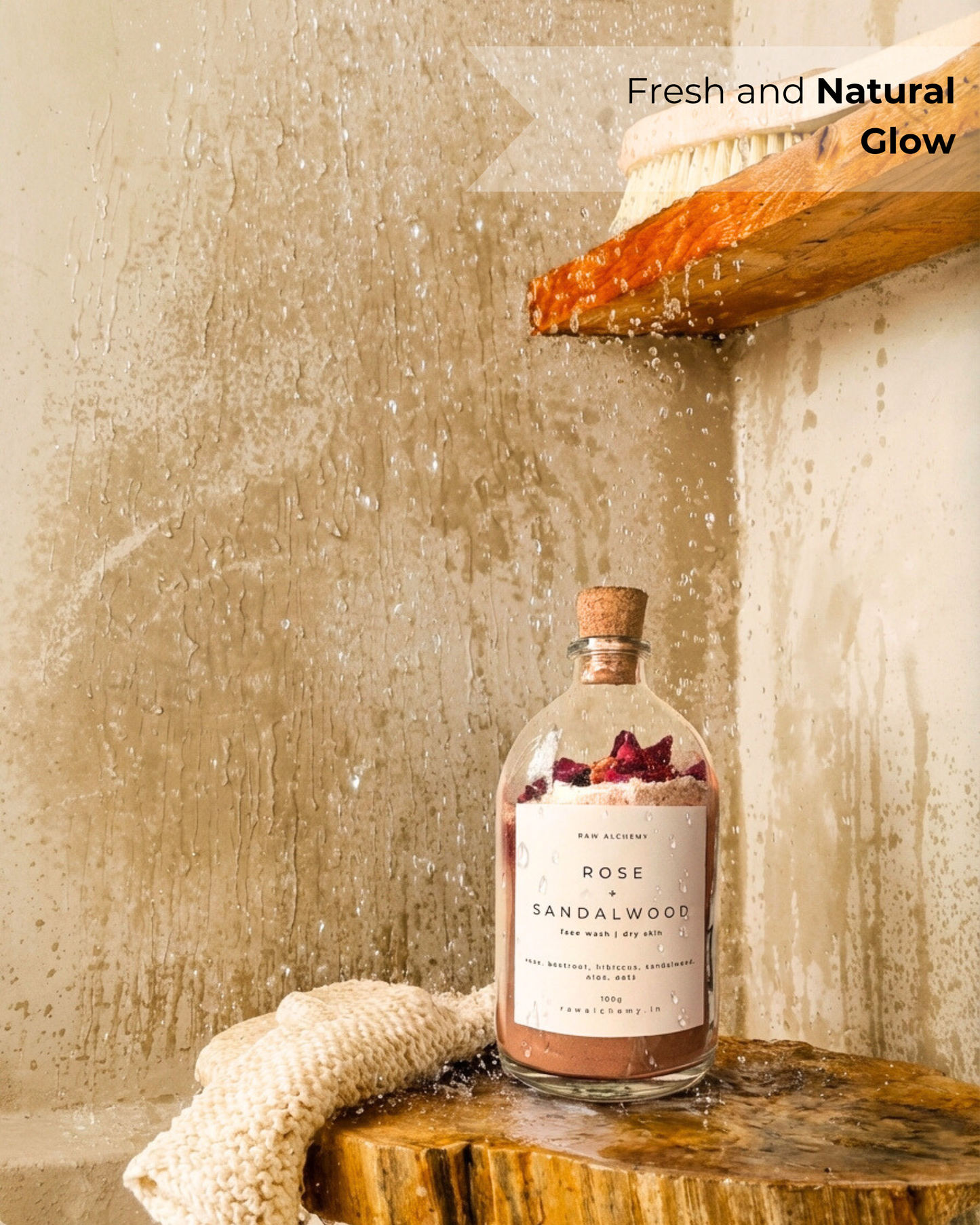 Rose + Sandalwood Powder Face Wash (Dry Skin) — Soap Free Cleanser | 100g