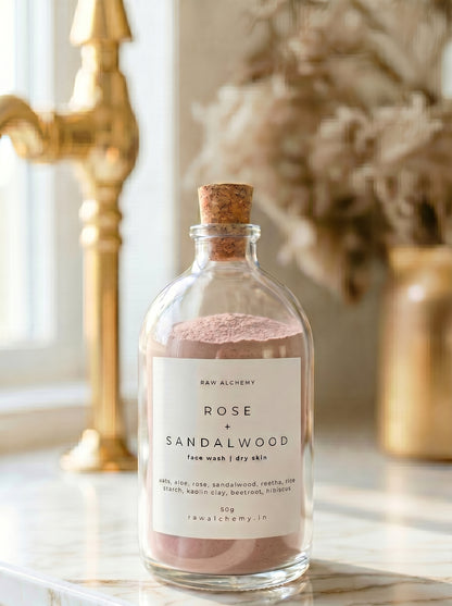 Rose + Sandalwood Powder Face Wash — Soap-Free, No Tightness, For Dry Skin (50g)