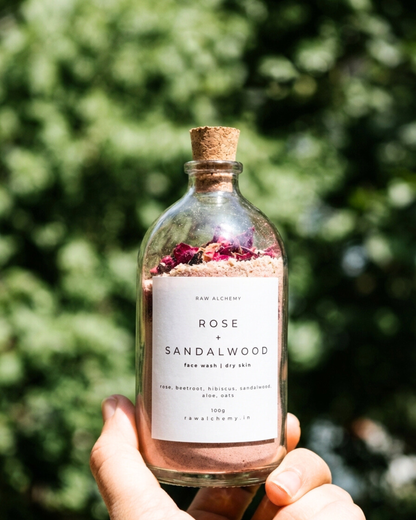 Rose + Sandalwood Powder Face Wash (Dry Skin) — Soap Free Cleanser | 100g