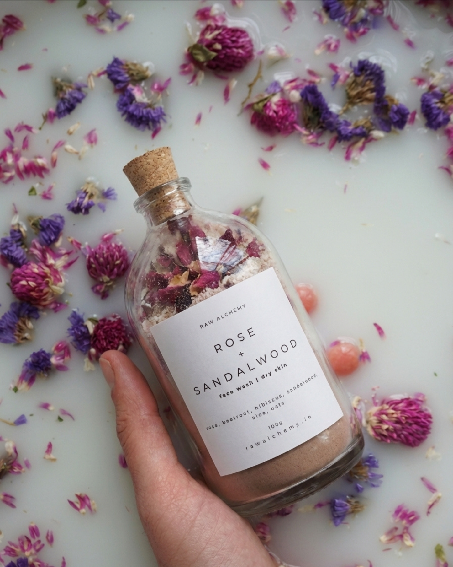 Rose + Sandalwood Powder Face Wash (Dry Skin) — Soap Free Cleanser | 100g