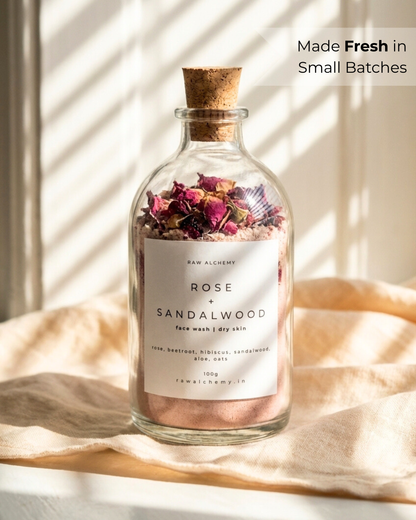 Rose + Sandalwood Powder Face Wash (Dry Skin) — Soap Free Cleanser | 100g