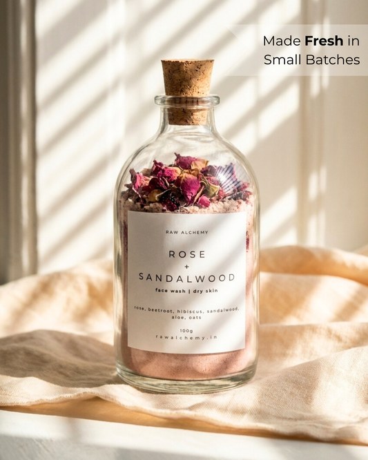 Rose + Sandalwood Powder Face Wash (Dry Skin) — Soap Free Cleanser | 100g