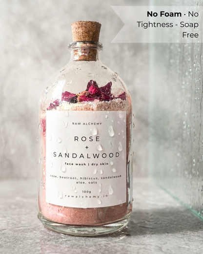 Rose + Sandalwood Powder Face Wash (Dry Skin) — Soap Free Cleanser | 100g
