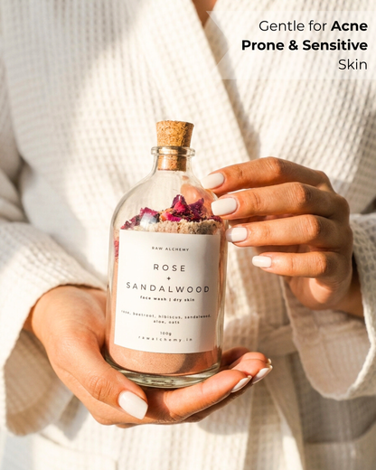 Rose + Sandalwood Powder Face Wash (Dry Skin) — Soap Free Cleanser | 100g
