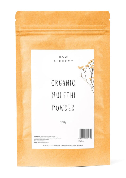 Raw Alchemy Organic Mulethi (Licorice) Powder 100 g – Natural Skin Brightener & Spot Fader