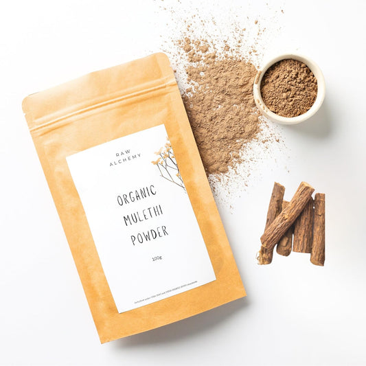 Raw Alchemy Organic Mulethi (Licorice) Powder 100 g – Natural Skin Brightener & Spot Fader