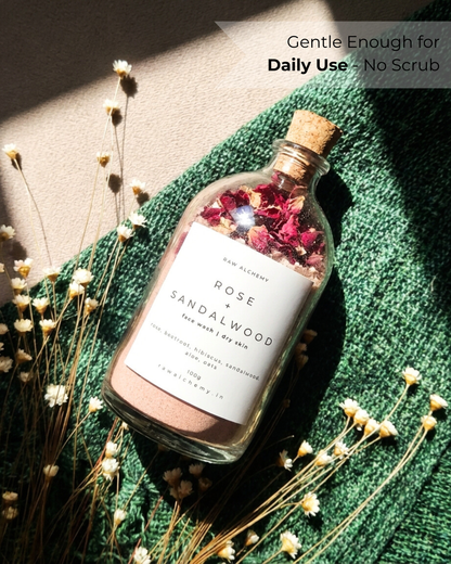 Rose + Sandalwood Powder Face Wash (Dry Skin) — Soap Free Cleanser | 100g