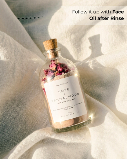 Rose + Sandalwood Powder Face Wash (Dry Skin) — Soap Free Cleanser | 100g