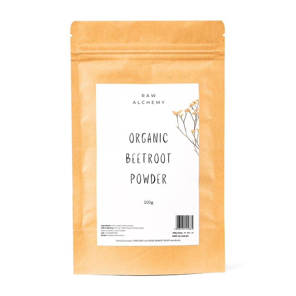 Raw Alchemy 100% Organic Beetroot Powder 100 g – Natural Powder for Glowing Skin & Healthy Hair
