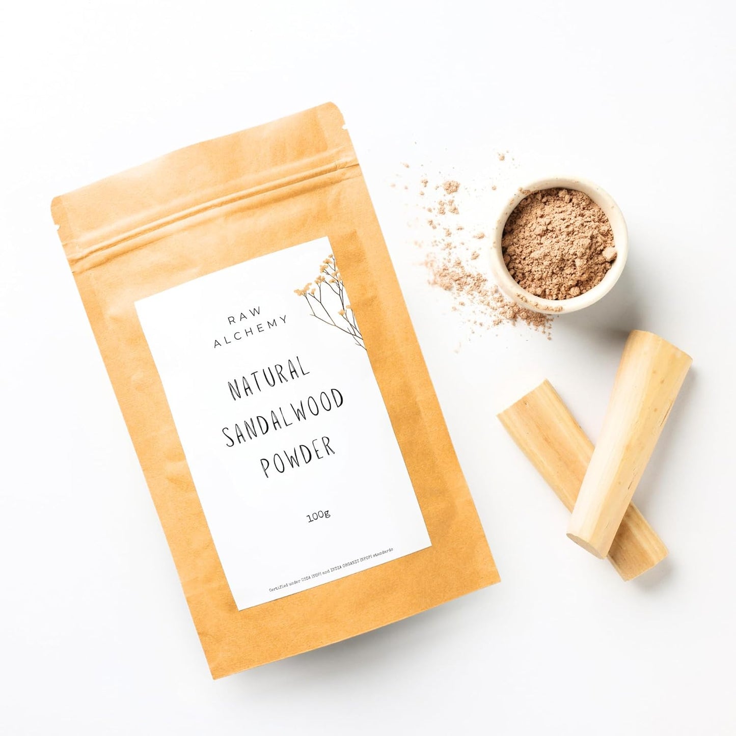 Raw Alchemy 100% Natural Sandalwood (Chandan) Powder 100 g – Face Pack for Glowing Skin & Tan Removal