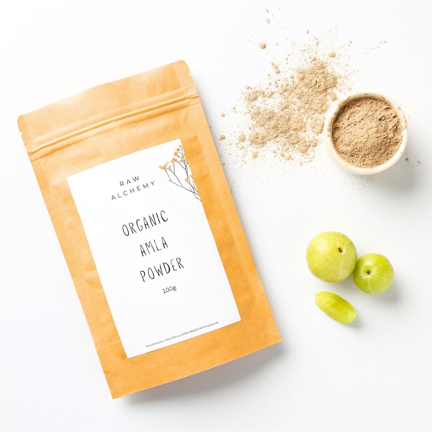 Raw Alchemy Organic Amla Powder 100 g (Indian Gooseberry) – Vitamin-C Hair Growth & Skin Brightening Herb