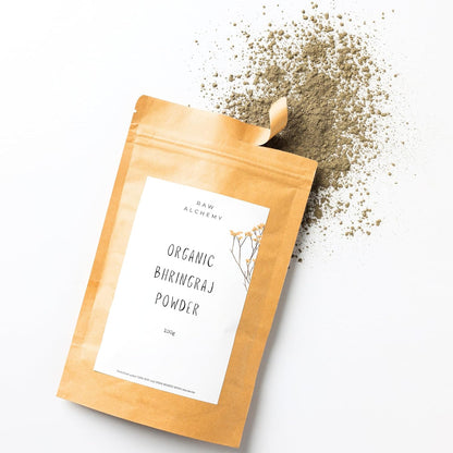 Raw Alchemy Organic Bhringraj Powder 100 g – Ayurvedic Hair Growth & Grey Delay Herb