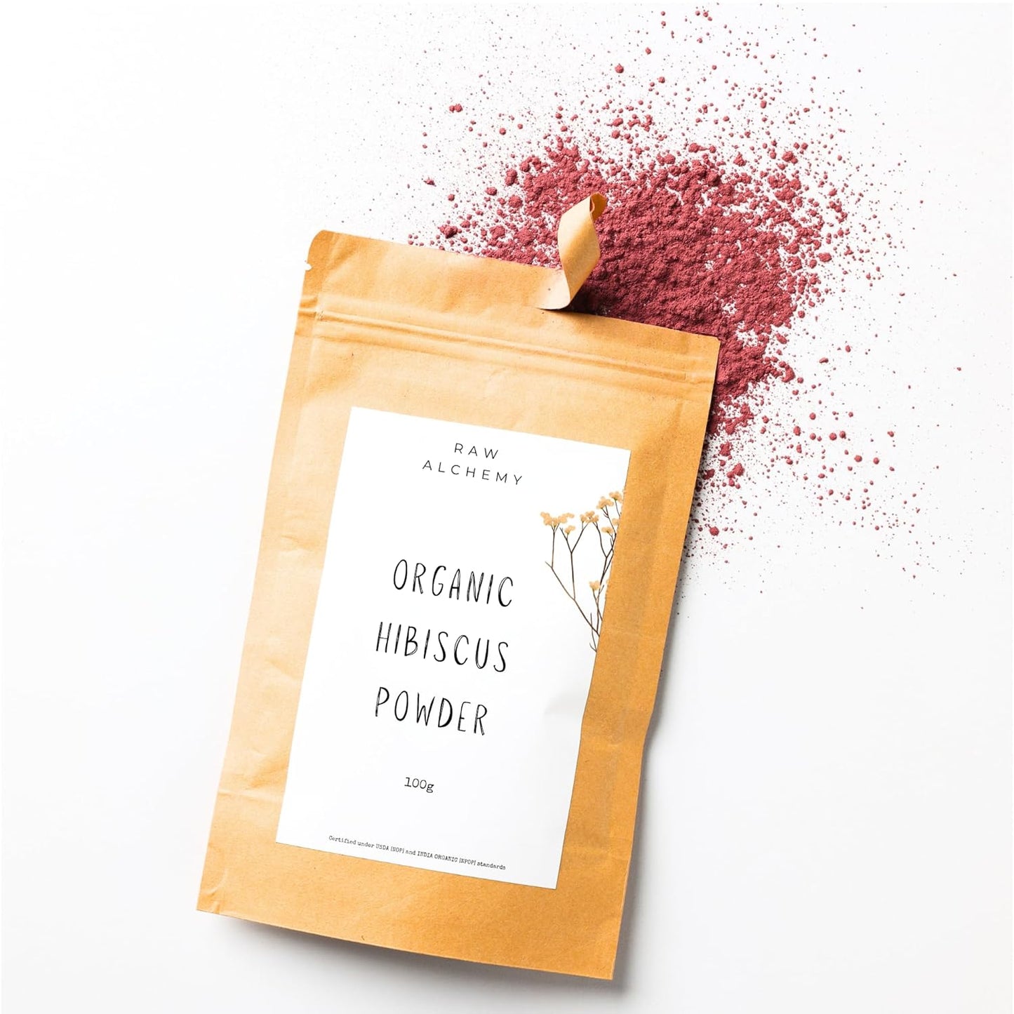 Raw Alchemy Organic Hibiscus Powder 100 g – Herbal Hair Growth & Skin Firming Antioxidant