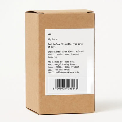 Outer box back label with ingredients and barcode