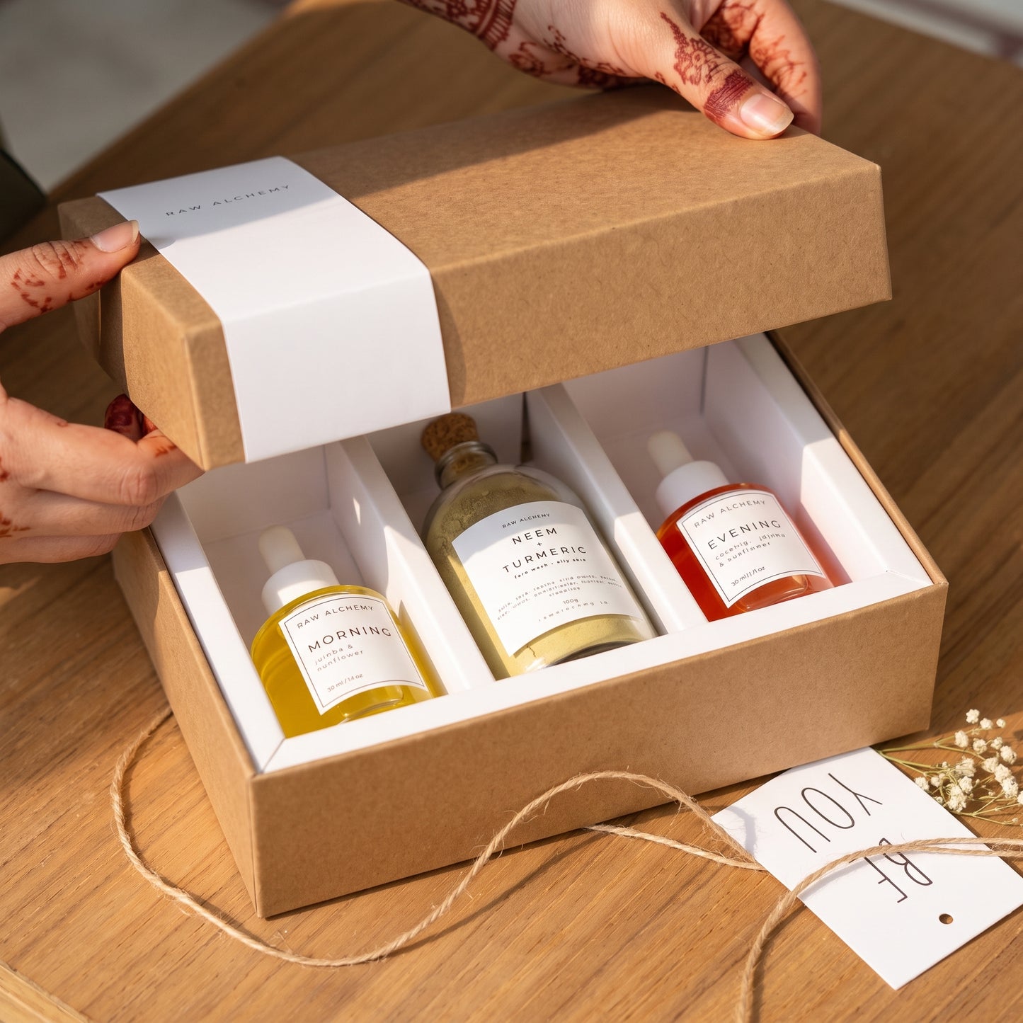 Raw Alchemy Rakhi Gift Box — Face Wash + Morning & Evening Face Oils